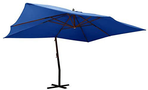 Sombrilla grande de 4 x 3 m para patio, color verde, con poste de madera para exteriores, jardín, piscina, playa