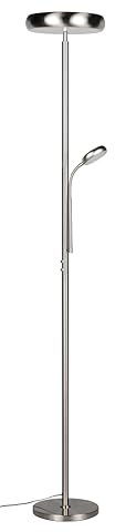 Reality Leuchten LED Stehleuchte Palermo R45741107, Metall Nickel matt, Fluter inkl. 23 Watt LED, Dimmbar, Lichtfarbe einstellbar, Fernbedienung, Memory-Funktion