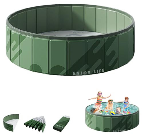 hundepool klein,hundepool 80x20,planschbecken Hund,Hunde Pool groß,Dog Pool for Large Small Dogs, Foldable Dogs Cats Pool Paddling Pool, Thickened PVC Dog Bathtub, Portable Dog Paddling Pool-B||80CM