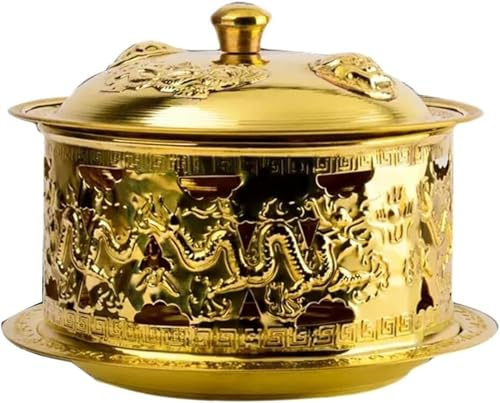 DFGHNBVC Chinese Hot Pot Chafing Dishes Hot Pot Pure Copper Alcohol Hot Pot Suitable For Family Dinner Cookware Hot Pot,Gold24Cm
