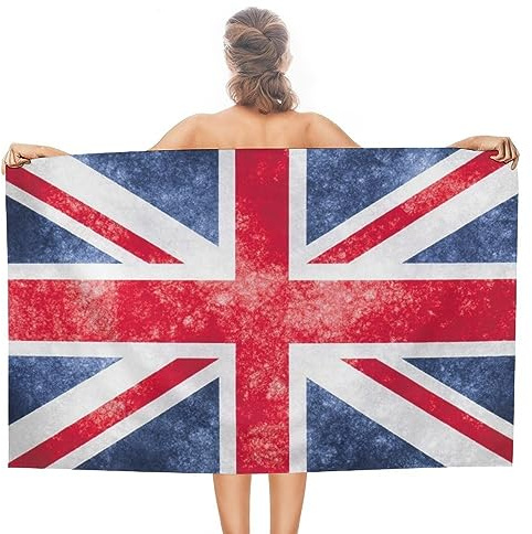 JZemdybill Strandtuch, Vintage Union Jack Britische Flagge Badetuch, saugfähiges Handtuch für Schwimmen, Sport, Reisen