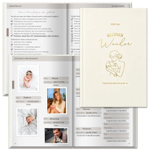 2-in-1 Schwangerschaftstagebuch & Erinnerungsbuch Baby bis 18 Jahre, Schwangerschaftsbuch mit Platz für Fotos & Notizen, Schwangerschaft Fotoalbum Babyalbum, Personalisierte Geschenke Baby zur Geburt