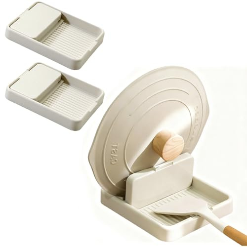 2pcs Spoon Rest with Lid Holder, Foldable Pan Lid Organizer Stand for Kitchen Counter, Pot Lid and Spoon Rest Holder for Cooking Accessories