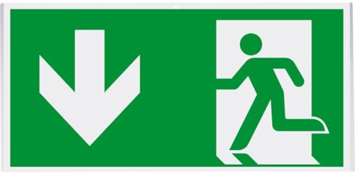 KSIGN Komponente Rettungswürfel Notausgang, Pfeil Unten, Kunststoff, 600x300mm, ASR A1.3, DIN EN ISO 7010 E001