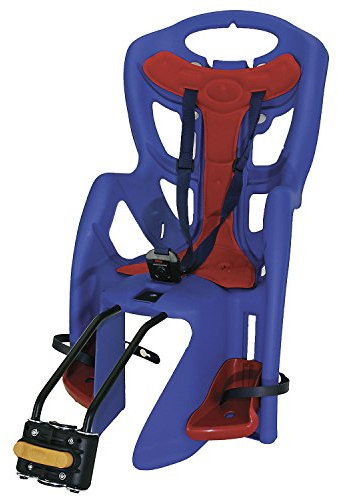 Bellelli Pepe - Seggiolino Posteriore per Bicicletta - per Bambini Fino a 22 kg, da 3 a 8 Anni - Si Fissa al Telaio - Blu Elettrico e Rosso