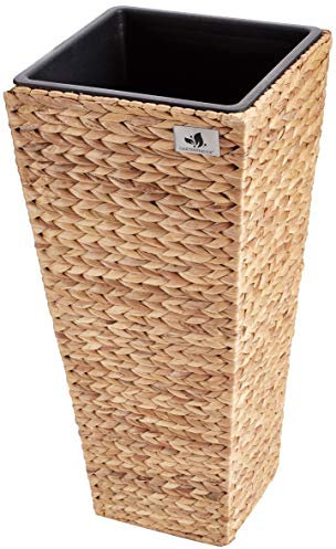RUNADI Pot à Fleur Gartenfreude en Jacinthe d'eau tressée avec Insert en Plastique étanche, Coleurs Naturelles, 28 x 28 x 60 cm