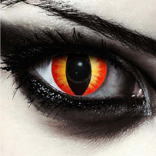 DESIGNLENSES, Farbige rote Katzenaugen Halloween Kostüm Kontaktlinsen, 1 Paar (2 Stück),weiche Drachen Farblinsen ohne Stärke, Red Dragon
