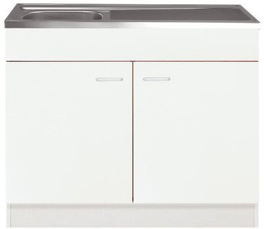 Spülenschrank Start mit 2 Türen und 1 Auflagebecken Farbe: Weiß, Größe: 80cm W x 50cm T