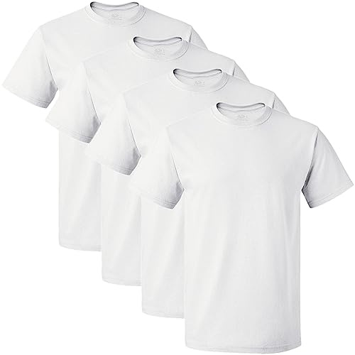 Fruit of the Loom mens Premium Tag-free Cotton Undershirts (Regular and Big & Tall) Undershirt, Regular - Crew 4 Pack White, X-Large US