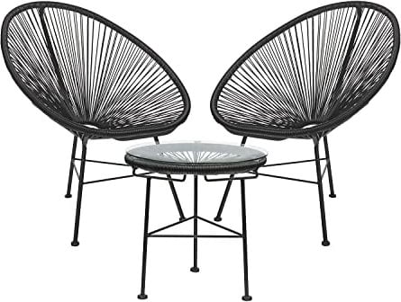 SKLUM Set 2 Stühle & 1 Tisch aus Polyethylen und Stahl New Acapulco Schwarz