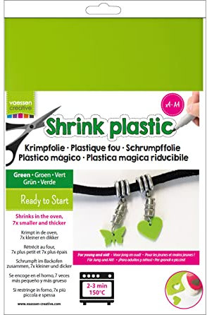 Vaessen Creative Plástico Mágico, Verde, 4 Hojas, Tamaño 21 x 30 cm, Divertidos Proyectos de Arte y Manualidades para Todas Las Edades