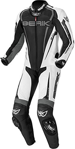 Berik Race-X 1-Teiler Motorrad Lederkombi, schwarz/weiß/grau, 58