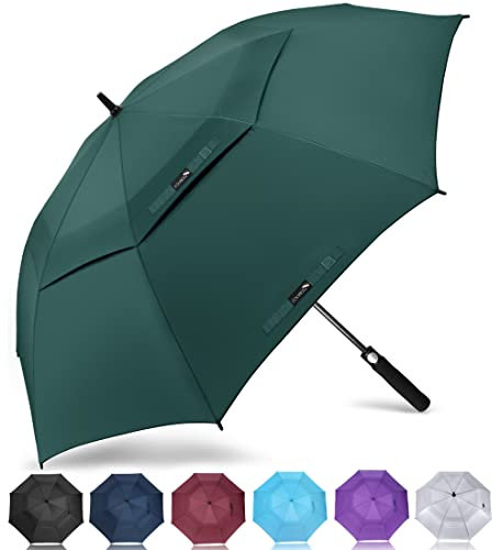 ZOMAKE Regenschirm Sturmfest Groß,XL Golf Umbrella Stockschirm mit Auf-Zu-Automatik für Herren Damen - Travel Schirm mit Tragegurt(Dunkelgrün)