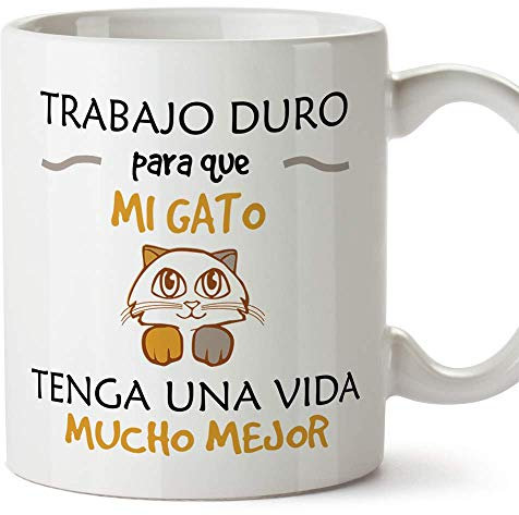MUGFFINS Taza Gato (Gatito Vida Mejor() - Regalos Originales y Divertidos para Amantes de las Mascotas