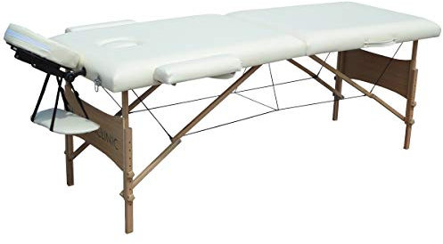 Mobiclinic®, Klappbare Physiotherapie-Liege, CM-01 Light, Europäische Marke, Massageliege, Kopfstütze, Massage, Tragbar, Holz, 186 x 60 cm, Farbe: Creme