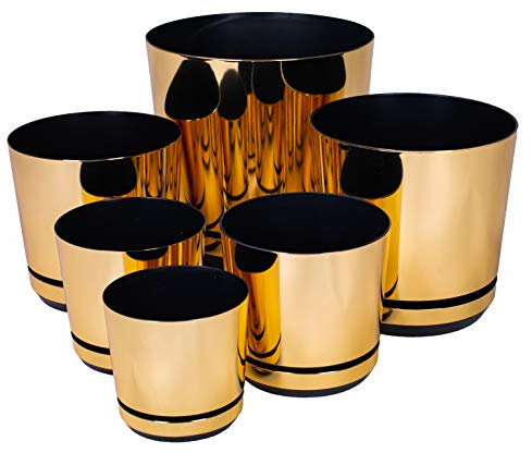 Dekorative Blumentöpfe DEKOR 26 cm, Muster Gold Glänzend, leicht, aus recyceltem Kunststoff, in 6 Größen - von KERD