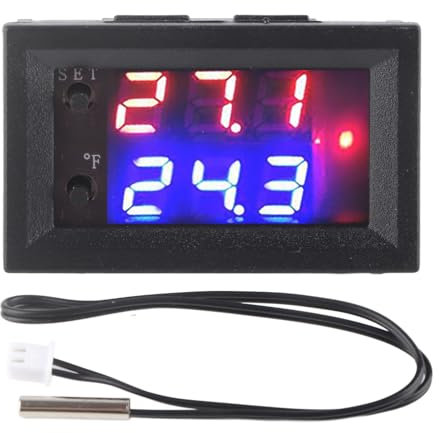 Yosoo Regolatore del termostato programmabile, regolatore di Temperatura Regolabile Digitale 12V -50-110C Termostato per incubazione Termostato per microcomputer