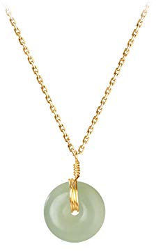 Exquisite Vintage-Donut-Halskette, runder Jade-Anhänger, 925er-Silber-Halskette, Schmuck für Frauen, Hochzeitsgeschenk, Silber, Jade