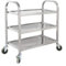 U/N Chariot de Service Rangement Mobile Plateau Roulant Desserte de Cuisine à roulettes 3 Niveaux étagères Acier INOX Chromé 72x40x82cm-038