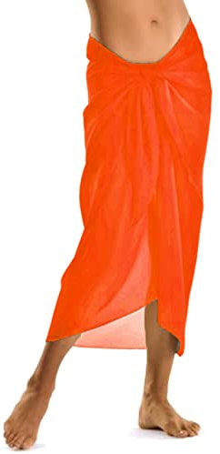 TOSKATOK®Womens Girls Sexy stylish Beach Cover up Black Sarong Skirt-Orange