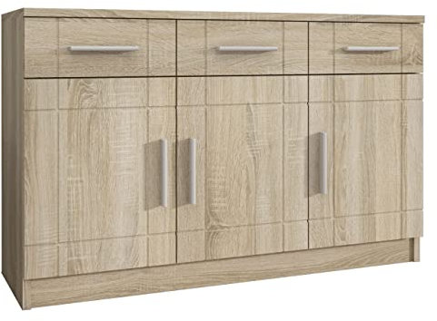 Mirjan24 Kommode Vita mit Schubladen und Fächer, Anrichte, Highboard, Mehrzweckschrank, Wohnzimmerschrank, Diele & Flur, Sideboard, Wohnzimmer Set (Eiche Sonoma, 3F3S)