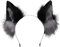 ZFKJERS Handgefertigtes Fell Fuchs Katzenohren Stirnband Fursuit Kopfbedeckung Cosplay Kostüm Party Zubehör (Grau schwarz)