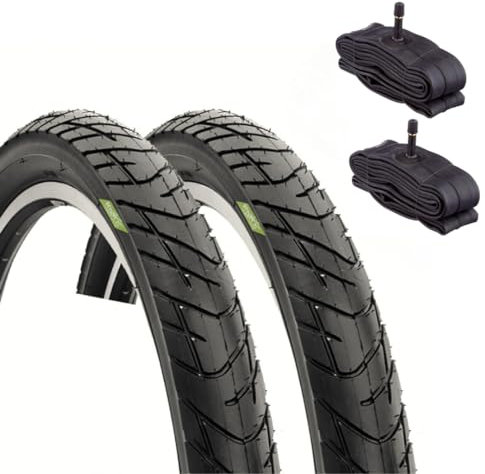 2 Reifen 26 x 2,125 + Kammern mit amerikanischem Ventil | Straßenreifen Fahrradreifen 26 Zoll für MTB Elektrofahrrad / Batterie Fahrradteile