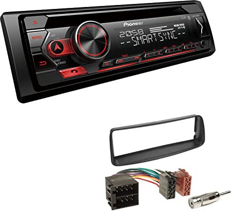 Pioneer DEH-S320BT 1-DIN Autoradio Bluetooth CD-Tuner USB Spotify inkl. Einbauset passend für Peugeot 206 206CC 1998-2007 schwarz