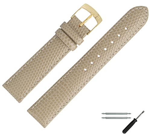 MARBURGER Uhrenarmband 16mm Leder Beige Gold Mit Naht - Montage Set 7801621000220