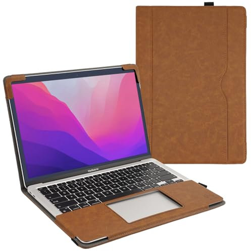 TYTX Lederhülle Kompatibel mit MacBook Air 2022 13,6 Zoll M2 A2681, Laptop-Hülle Folio Book Schutzhülle Case Cover, Braun