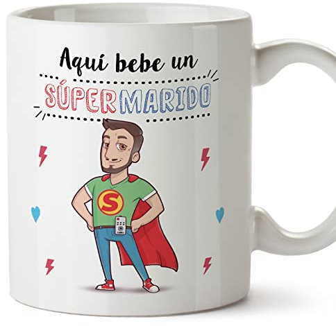 MUGFFINS Tazas para MARIDO/ESPOSO - En Español - Super Familia - 11 oz / 330 ml - Regalo original y divertido