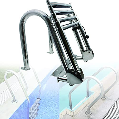 Poolleiter aus Edelstahl,Schwimmbadleiter 4 Stufen,Edelstahl Poolleiter,Schwimmbadleiter Edelstahlleiter Leiter,Für Marine Yacht Swimming Pool Dock,Verstärkter Edelstahl