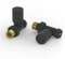 VANCOCO 2Pcs 1/2×15mm Anthracite Straight Radiator Valves Round, Manual Radiator Valves Pair Standard Connection for Heated Towel Rail and Central Heating Modern Bathroom