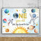 Bovlleetd Erste Reise um die Sonne Kulisse EIN Jahr alt Geburtstag Weltraum Reise Hintergrund Dekorationen Galaxie Thema Sonnensystem ersten Geburtstag Party Banner Zubehör 250x180cm