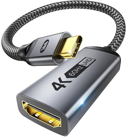 WARRKY Adattatore HDMI USB C 4K 60Hz, | HDMI 2.0, HDR | USB C to HDMI Compatible con Thunderbolt 3/4, iPhone 15 Serie, Galaxy S8 a S24, MacBook Pro/Air, iPad Pro/Air, XPS, HP