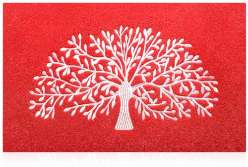AOAOPQ Havy Duty Door Mat Large Red doormat 60 cm x 90 cm Indoor door mat Outdoor welcome Mat for Living Room Balcony Back Door Garage High Traffic Areas Entryway