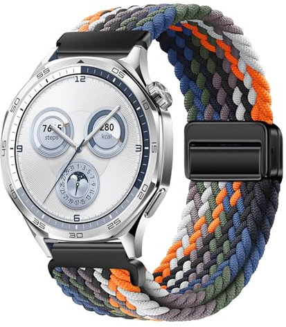 XMUXI 22mm Nylon Armband Kompatibel mit Huawei GT5/GT4/GT3/GT2/GT 46mm/Garmin Venu 3/Venu 2/Vivoactive 4, Sport Uhrenarmband für Forerunner 255/265 Damen Herren Elastisches Geflochtenes #5