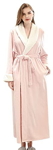 Dislsokrhov Bademantel Damen Herren Türkisch Kimono Damen Hauskleid Lang Fitnessstudio Hausmantel Herren Partnerlook Pärchen Saunakilt Mit Reißverschluss Kleider Männer Robe Rosa, M