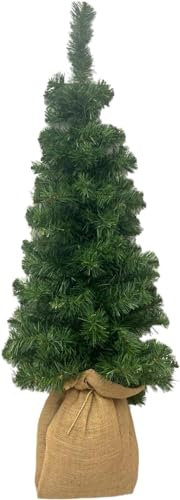 Albero di Natale da Parete Sospeso h. 120 cm con Sacco Juta, Facile da Fissare, 180 Rami PP+PVC, Pinetto Aghi Folti, Alberello Verde Natalizio Ideale per Casa, Ufficio, Negozi (h. 120 cm - 180 rami)