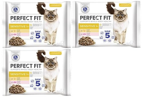 Katze Sensitive 1+ mit Huhn und mit Lachs Katzenfutter Nassfutter (3x4x85g)