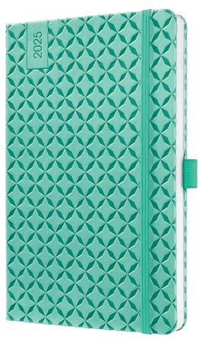 SIGEL J5127 Wochenkalender 2025 A5, Jolie, mintgrün, Hardcover, Gummiband, Stiftschlaufe, Einstecktasche, 174 Seiten, vegan, Buchkalender, Terminplaner