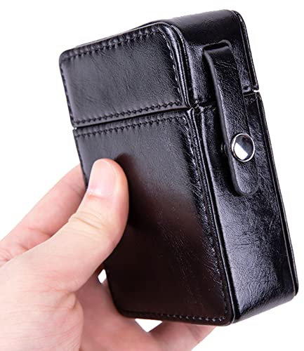 Holdes Support de boîte à Briquet, Support de Paquet de Briquet - Étui à Briquet rétro en Cuir PU et Acier Inoxydable,Boîte de Rangement légère et Portable avec Poche pour Briquet, Cadeaux pour