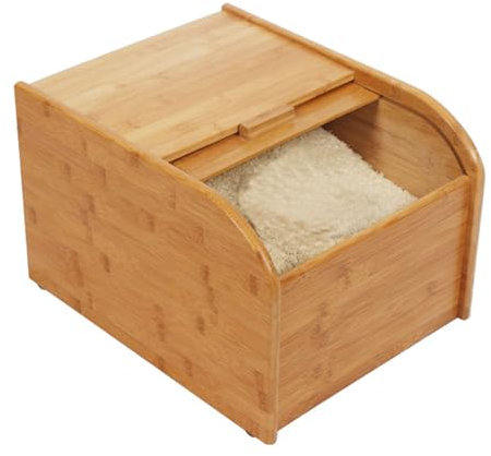 AIZYR Wooden Rice Container Storage 5-15KG Rice Storage Box with Lid, Moisture And Dust Prevention Rice Storage Container Kitchen Organizer,15KG