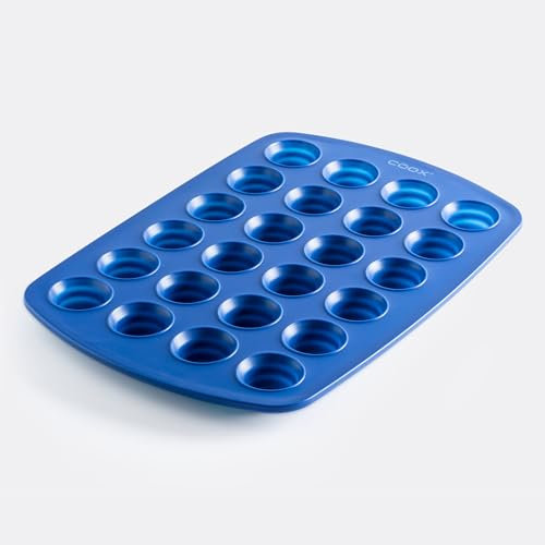 coox 24er Muffinform in Blau – Antihaft Muffinblech aus Silikon für Perfekte Mini-Muffins & Cupcakes – Spülmaschinenfest & Hitzebeständig