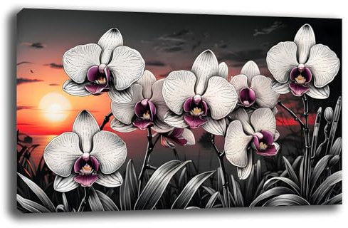 Printerland Quadro Moderno soggiorno Orchidea FIORI Orchidee Astratto Quadri moderni da Parete grande Stampa su tela Canvas Decorazione Murale muro Arredo Camera da letto Salone (13, 40x70 cm)