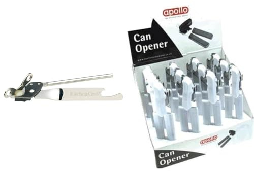 Kitchencraft Butterfly Can Opener, Stainless Steel, Safety and Comfort, 17.5 x 3.5 x 2cm, Silver & Apollo Housewares 8947 Apollo Can Opener White, Plastic