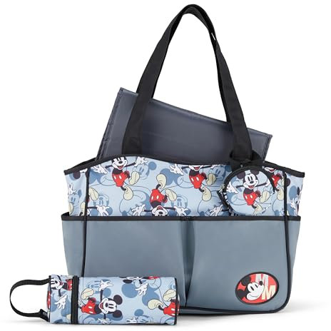 Disney Baby Multi-functional Travel Tote Diaper Bag with Changing Pad, Mickey Red Black, L, Disney Baby Multi-functional Travel Tote Diaper Bag With Changing Pad
