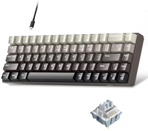MageGee Portable 60% Mechanical Gaming Keyboard, Hot Swappable Blue Whale Switch, RGB Backlit Compact 68 Keys Mini Wired Gradient Custom Keyboard for Windows Laptop PC, with Silencing Cotton, Black