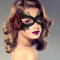 Karneval Maske Maskenball für Frauen, Filz Maskerade Maske Kostüm Schwarz Halloween Maske mit roter Blume 1920er Jahre Mardi Gras Party Maske Ball Maske für Cosplay