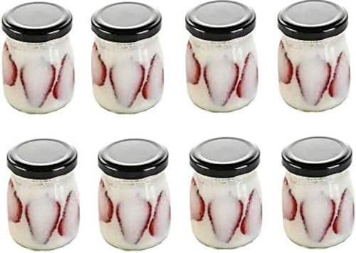 Set Of 8 Yogurt Glass Jars With Metal Lids Mini Empty Glass Jars Small Glass Milk Bottles 100ML